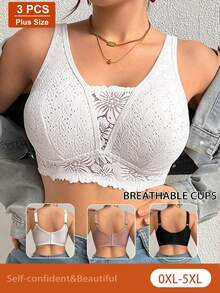 3pcs Plus Size Women's Lace Patchwork Seamless Underwear For Daily Wear And Various Occasions - Multicolor - View 6