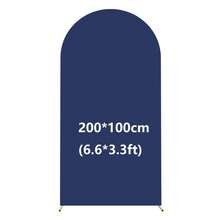 海軍藍拱門背景布 5ft/6ft/6.6ft/7.2ft 婚禮拱門套布 2件組 彈性布料 圓頂拱門背景布 適用生日派對、婚禮拱門框架裝飾（不含拱門框架，僅布料背景） - 藏青色 - 查看 11