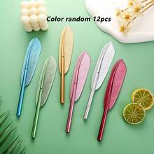 Multi-Color Feather Shaped Retractable Gel Pen, 0.5mm Black Quick-Dry Ink, Metal Texture Barrel Smooth Writing, Student Learning Office Planner Drawing Organizing, Back To School Season High-Value Creative Stationery Gift, Multi-Color Feather Shaped Gel Pen Suitable For Writing, Gifting, School Supplies, Learning Supplies, Homework, Note-Taking, Back To School Supplies, Home Decor - Multiple Styles - View 3