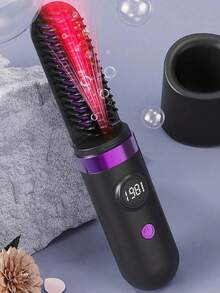2-In-1 Rechargeable Hair Straightener Brush,Curling Iron,Wireless Portable Hair Straightener With Heating Protection,2-In-1 Hair Straightener With LED Digital Display,Suitable For Dorm,Home,Great Gift Idea,Holiday Essentials,Travel Essentials - Multicolor - View 7