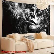 1pc 2D Flat Background Cloth, Halloween Theme Skeleton Wearing Hat Happy Dancing Background Cloth, Suitable For Indoor Photo Background, Party Decoration, Home Decor - A - View 5