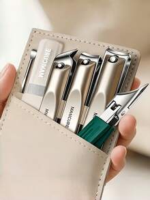 Set Gunting Kuku Kaki Stainless Steel 5 Buah, Pemotong Kuku Pisau Melengkung dengan Bukaan Lebar, Alat Perawatan Kaki Portabel, Aksesoris Pemangkasan Kuku Harian, Hadiah untuk Teman Kembali ke Sekolah - set pemotong kuku - View 1