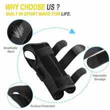 Wrist Support Brace, Nighttime Support, With 4 Support Bars, Adjustable, Suitable For Women And Men, Left And Right Hands - Black - View 3