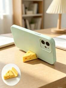 1pc Cheese Phone Stand, Cheese Keychain, Creative Desktop Decor, Suitable For Living Room, Kitchen, Bedroom, Office Workers, Desktop Ornament, Home Storage, Home Accessories, College Dorm Essential, Back To School, Halloween, Christmas Gift Essential - Multiple Styles - View 2