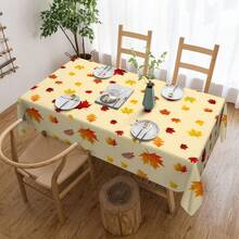1pc,Autumn Style Tablecloth,Maple Leaf Print Tablecloth,Square Tablecloth,Picnic Cloth,Multiple Sizes Available,Perfect For Family Dining,Restaurant Decor,Kitchen Decor,Home Decor,Outdoor Party Decor - Multicolor - View 9
