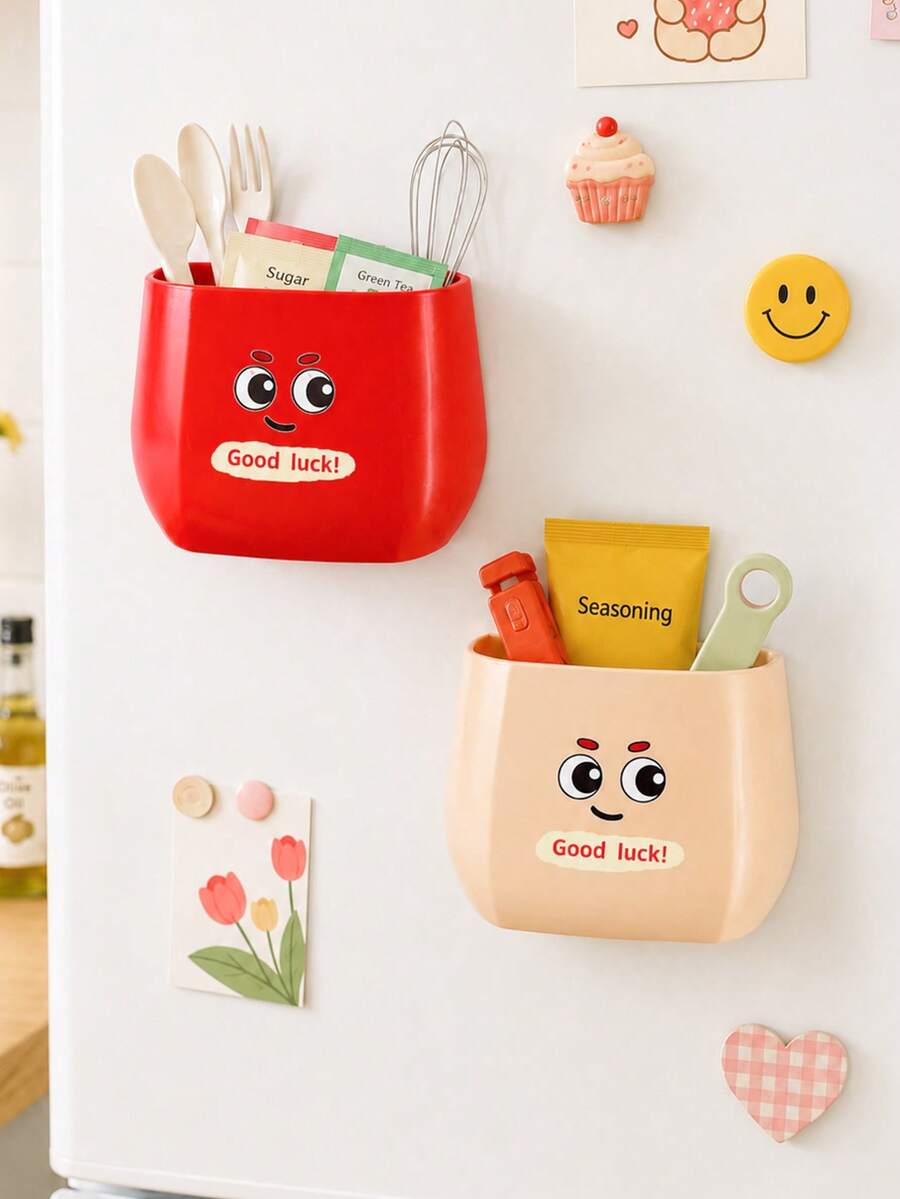 1pc Strong Magnetic Storage Box, Can Store Spices, Seasonings, Utensils, Cosmetics And Pens, Space-Saving Modular Design, Suitable For Kitchen, Bathroom, Desk, Cabinet Door And Storage Cabinet, Ideal For Home, Office, Dorm And RV Use - Multicolor - View 1