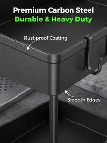 Double-Layer Under Sink Storage Rack With Smooth Pull-Out Mesh Basket Drawer, Double Storage Space Organizer With Side Hooks And Detachable Storage Cup, Pull-Out Cabinet Organizer For Kitchen And Bathroom Cleaning Supplies - Black - View 9