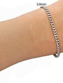 1 pieza Pulsera de cadena de eslabones cubanos retorcidos de acero inoxidable, accesorio de hip hop para hombres, joyería de moda genial para parejas, regalo del Día del Padre, regalo de Navidad, Acción de Gracias, vacaciones y cumpleaños - Plateado - Ver 6