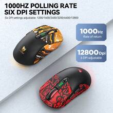 T-WOLF X5 Tri-Mode Gaming Mouse Wireless Bluetooth Anti-Slip Grip 1000Hz Polling Rate Lightweight Gaming Mouse For PC Competitive Gaming Business Office With Cute Stickers - View 5