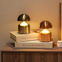 1pc Mushroom LED Table Lamp, Gold, Silver, Black Wireless Rechargeable Mushroom Night Light, Touch Control, Portable Bedside Lamp, Suitable For Bedroom, Living Room, Home Decor And Gift - Multicolor - View 7