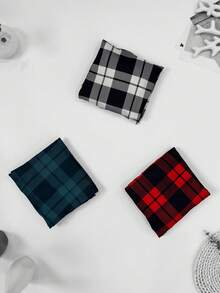 3pcs/Pack Men's Casual Plaid Pattern Lounge Pants With Side Pockets, Elastic Comfortable Drawstring Shorts, Wearable As Beach Pants And Sports Pants - Multicolor - View 9