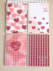 1pc A5 Spiral Notebook, Cute Cartoon Cover, 60 Lined Pages, Random Pattern, Back To School Student Supplies, First Day Of School - Multicolor - View 4