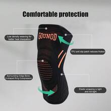 1pc Elastic Knit Knee Sleeve, Breathable Compression Sports Knee Support, Suitable For Running, Weightlifting, Cycling, Fitness Training, Unisex - Black - View 6