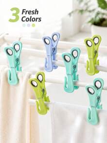 OBOVAY Heavy Duty Windproof Clothes Pegs, Strong Grip Plastic Laundry Clips With Hook Design, Assorted Color Non-Slip Clothespins For Towels, Clothes & Socks, Multi-Purpose Drying Clips For Outdoor, Balcony, Home & Travel - Multicolor - View 6