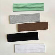 5pcs Elegant Sporty Wide Headbands, Solid Color Elastic Hairbands, Women's Face Washing Makeup Yoga Fitness Sports Headbands - Multicolor - View 13