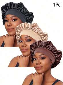 Awegeo 1Pc Women's Fashionable Bonnets, Comfortable Sleeping Hats, Suitable For Curly Hair And Straight Hair, Home Casual Hats - Multicolor - View 1