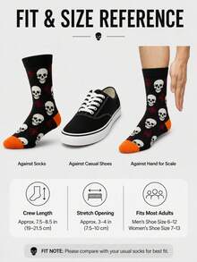 Men's Skull Short Socks, Fun Halloween Style With Spider Web Pattern, Soft Elastic Cotton Blend Short Socks, Casual Novelty Dress Socks For Daily Wear, Men's Street Style Gift - Multicolor - View 6