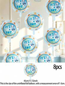 8pcs Baby Theme Balloon Set, 18 Inch Round Balloons For Boys And Girls, Suitable For Birthday Party, Baby Shower, Baptism, Gender Reveal, Welcome Baby Party Decoration - Multicolor - View 6