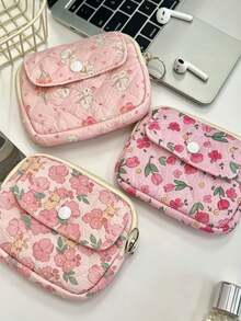XD Cute Cartoon Floral Quilted Multi-Function Storage Bag, Organizer Bag, Document Holder, Card Holder, Key & Coin Purse, Perfect For Back To School, Backpack Decoration - Multicolor - View 7