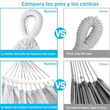 Hamaca portátil para acampar de adultos, hamaca yucateca king size, 190*150cm Hamacas de Acampar de Nailon con correas para árboles y bolsa de almacenamiento, adecuada para jardín, playa, camping - Multicolor - Ver 5