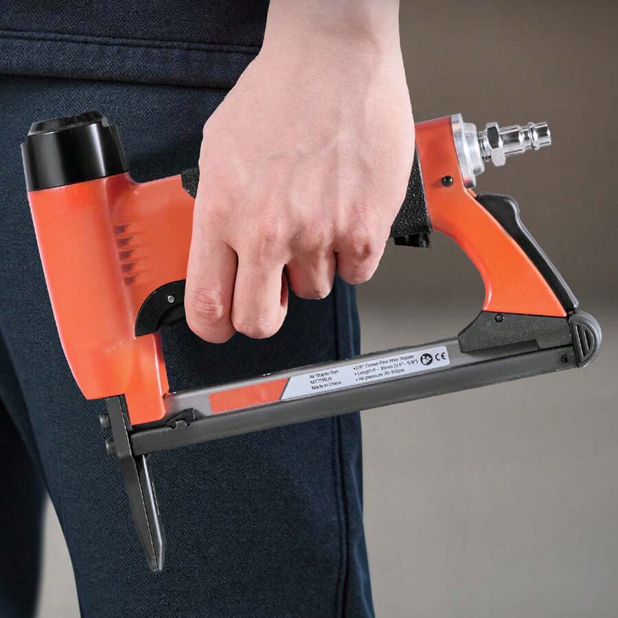 Pneumatic Staple Gun, 22 Gauge Long-Nose Upholstery Stapler For 71 Series Fine Wire Staples 3/8-Inch Crown 1/4"-5/8" Length, Max 180PCS Loading Air Staple Gun For Upholstering, Woodworking, DIY - 22GA, 71 Series, 3/8 Inch, Single Shot + Long Nose - View 1