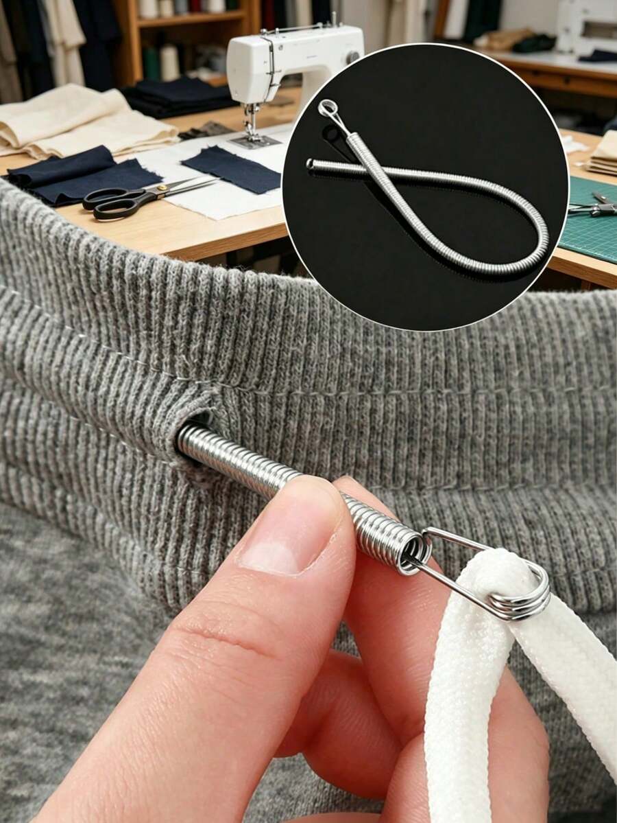 10/5/3/1件彈簧式彈性抽繩更換工具 | 2合1彈性帶穿線器，適用於褲子、運動衫和裙子 | 家用必需品套組，包含腰帶穿線器，免縫DIY助手 | 女性聖誕禮物（鋼製彈簧，柔性導向頭）
