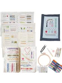 LAMYA Kit de práctica de bordado DIY con set completo de patrones creativos, kit de aprendizaje de bordado todo en uno para principiantes con herramientas y manual - A41-LIBRO - Ver 12