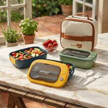 Bento Box Adult, Microwavable Plastic Lunch Containers, Meal Prep Containers With Dividers, Leakproof Travel Food Storage Containers With Lids, Snack Containers With Utensils, Student School Lunch Bowls - Multicolor - View 12