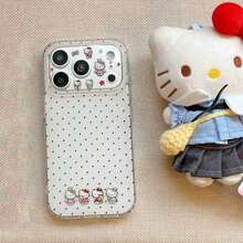 Sanrio Hello Kitty Large Window Polka Dot Phone Case Compatible With Apple 17 Pro Max, 16/15, 13/14, 12/11, Full Coverage Anti-Drop Protective Cover - White - View 2