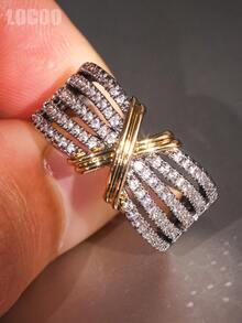 1pc Elegant Cubic Zirconia Ring For Women, Wedding Engagement Party Jewelry, Valentine's Day Gift - 1# - View 4