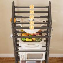 6 Tier Racking Heavy Duty Shelving Storage Shelves With Wheels Bathroom Kitchen - Black - View 3