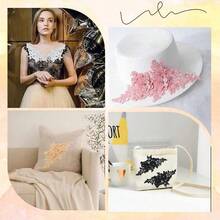 1 Pair Colorful Floral Embroidered Appliques With Hollow Pearls, Lace Fabric Patches, Suitable For DIY Sewing Dresses And Wedding Accessories - Embroidered Patch - View 7