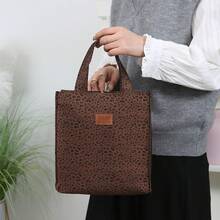 DLIU 1 buah, Produk Baru, Kain Tebal, Tas Tangan, Tas Bekal, Tas Bento, Tas Persegi, Tas Penyimpanan Kotak Bekal, Tas Perjalanan Kerja, Tas Belanja, Cocok Untuk Perjalanan Kerja, Bekal Sekolah, Piknik Portabel, Penggunaan Sehari-hari. - Coklat - View 8