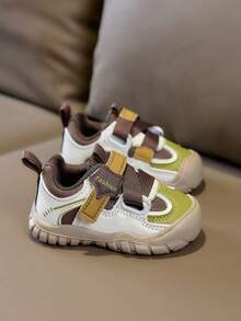 Sepatu Fungsional Luar Ruangan untuk Balita dengan Desain Blok Warna, Perekat Velcro Dua Lapis, Sol Karet Tebal, Lapisan Dalam yang Bernapas, Sepatu Kasual Ringan Tanpa Tali. - Khaki - View 5
