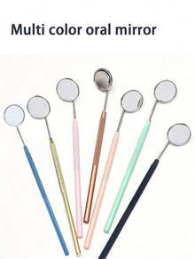 1pc Multicolor Round Handheld Mirror, Stainless Steel Lash & Beauty Inspection Mirror, Reusable Precision Viewing Tool With High-Definition Glass, No Double Image, Slim Design For Tight Spaces, Eyelash Extension, Makeup & Beauty Supplies - Multicolor - View 4
