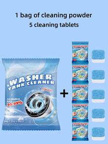 Washing Machine Cleaning Tablets And Powder Set, Daily Cleaning For Drum Washing Machine Tub, Stain Removal, Descaling, Odor Elimination, Fresh Care Agent - Solid State - View 9