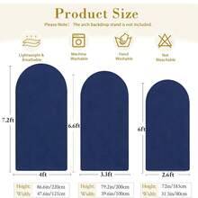 海軍藍拱門背景布 5ft/6ft/6.6ft/7.2ft 婚禮拱門套布 2件組 彈性布料 圓頂拱門背景布 適用生日派對、婚禮拱門框架裝飾（不含拱門框架，僅布料背景） - 藏青色 - 查看 3