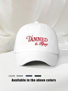 1件女款刺繡 TANNED TIPSY 水洗棒球帽，可調節防曬休閒帽，適合戶外、春秋旅行、海灘度假，男款遮陽帽，Y2K 風格青年帽 - 棒球帽 - 查看 22