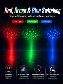 Night Light - USB Car Night Light, Projection Lamp, Holiday Mood Light, RGB Color Changing, LED Car Magic Ball Light, Suitable For Bedside Lighting, Car, Bedroom, Living Room, Party Stage, Romantic Ambient Light, Halloween Gift - A - View 4