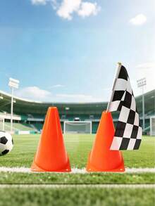 16/5/1pc - Top Hole Traffic Cone, Traffic Cone With Black And White Checkered Flag, Desktop Centerpiece Decoration Party Backdrop, Suitable For Racing Theme Birthday Party Supplies - Black and White Flag Cone - View 3