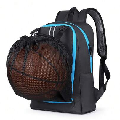 Multi-Functional Outdoor Sports Backpack With Independent Shoe & Ball Compartments, Water-Resistant Fabric, Must-Have For Students & Sports Lovers