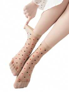 1/4/8 Pairs Women's Thin Mesh Socks, Summer Sheer Silky Lace Short Socks, Cute Knee-High Socks, Also Suitable For Autumn Wear - Multicolor - View 1