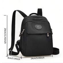 1pc Pure Black Nylon Large Capacity Backpack, Commuter Casual Versatile Fashion Women's Shoulder Bag - Black - View 8