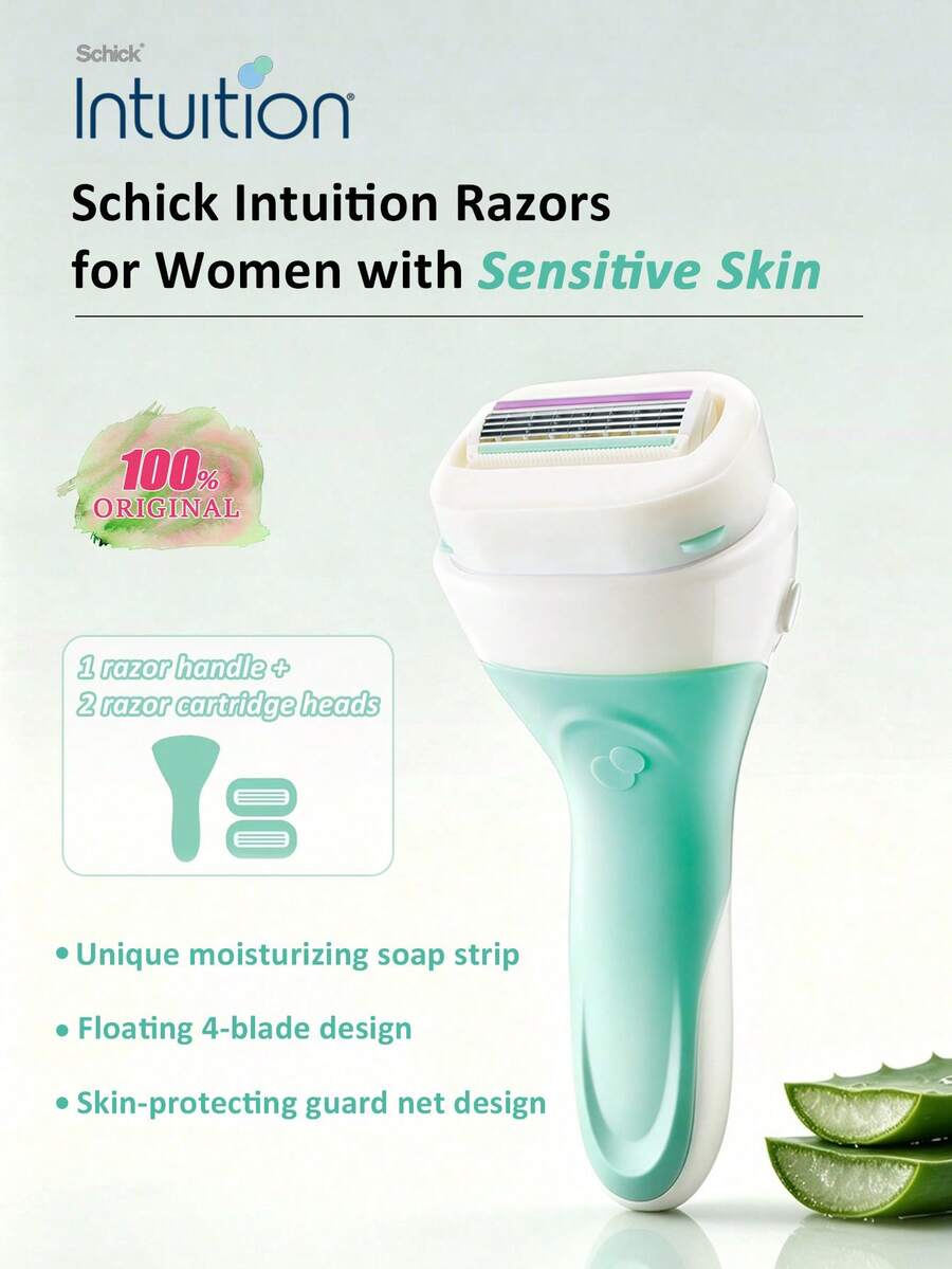 Schick Intuition Razors For Women With Sensitive Skin, Built-In Soap, Gentle On Sensitive Skin, Hydrating Smooth Glide, Bonus Blade Included - Sensitive Skin - View 1