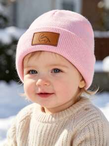 1pc 0-3Y Unisex Baby Beanie Hat For Toddler, Kids & Baby, Y2k Style, Newborn Knitted Hat For Outdoor, Warm Winter Cap Suitable For Daily Commute - Multicolor - View 3