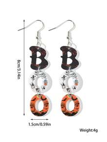 1pair Halloween Acrylic BOO Colorful Letter Spider Web Drop Earrings For Women Girl For Funny Horror All Saints' Day Jewelry Party Accessories - Multicolor - View 4