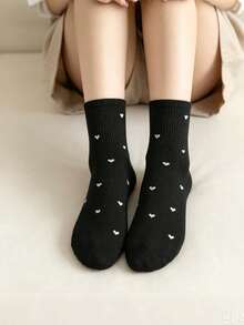 1/5 Pairs Women's Heart Pattern Solid Color Low-Cut Socks, Breathable Casual Short Socks, Suitable For Daily Wear, All Seasons - Multicolor - View 4