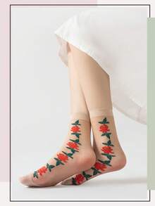 1/4/8 Pairs Women's Thin Mesh Socks, Summer Sheer Silky Lace Short Socks, Cute Knee-High Socks, Also Suitable For Autumn Wear - Multicolor - View 4