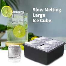 Grid Large Silicone Ice Cube Tray Mold, Square Refrigerator, DIY Frozen Drink Mold, Easy-Release Ice Cube Tray, For Home And Bar - Multicolor - View 5