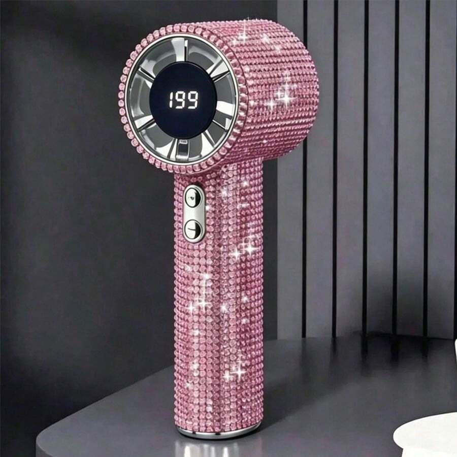 Luxury Full Diamond Portable Handheld Mini Electric Fan, USB-C Rechargeable Turbo Fan, Adjustable Speed Quiet, 1800mAh Battery, Summer Office Travel Outdoor Daily Use Gift Box,Outdoor,Garden,Travel Essentials,Portable Essentials,Beach Essentials,Graduation Season,Commencement,Graduation Ceremony,Graduation Gift,Graduation Present,Graduation Gift,Graduation Present,Congrats Grad,Congratulations Graduate,Valedictorian,Finish School,Graduation Party,Outdoor Essentials,Travel Portable,Hiking Essentials,Camping Essentials,Portable Tools,Summer Essentials ,Summer Portable - 彩色 - 查看 1
